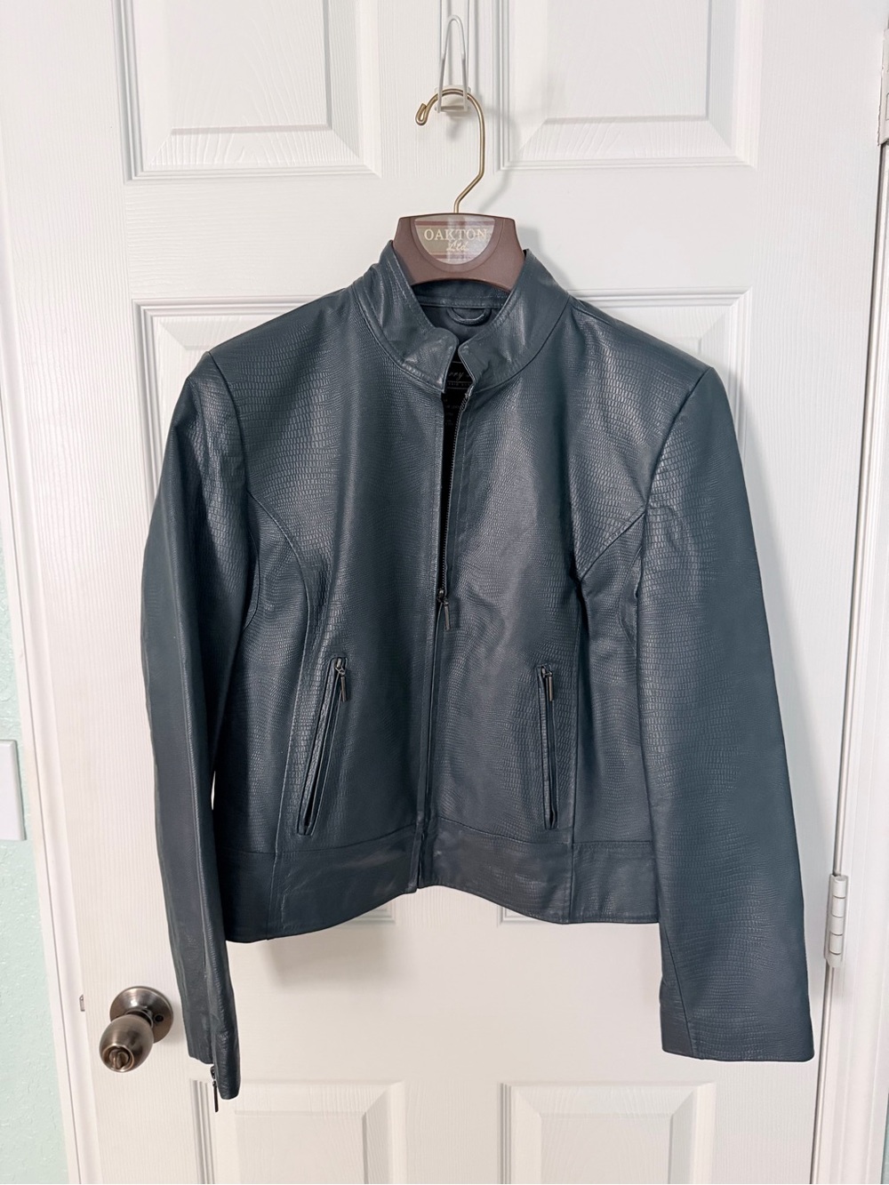 Terry Lewis Navy Genuine Leather Jacket - Classic Luxuries